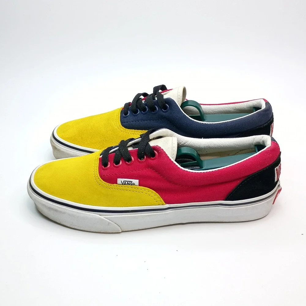 Vans Era Color Block Multi Color Yellow Red Blue Suede Canvas Sneakers Women 8.5